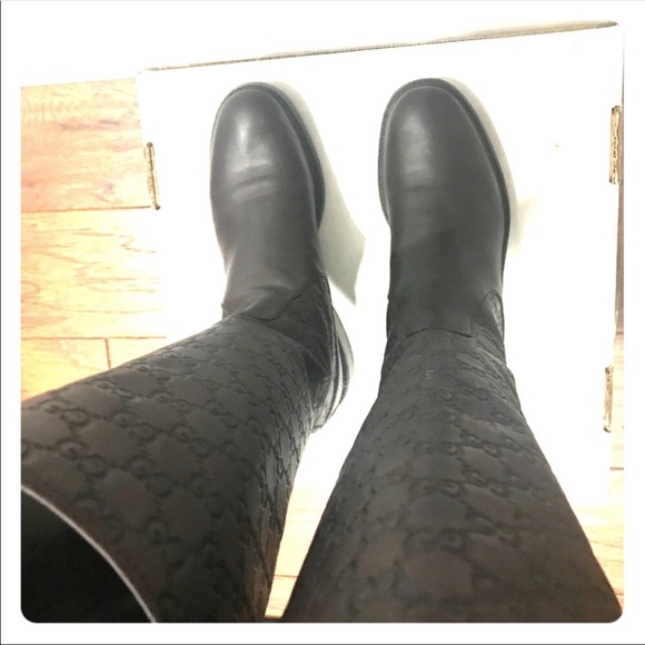 GUCCI GUCCISSIMA LeatherMAUD BACK ZIP RIDING BOOTS - Picture 5 of 15